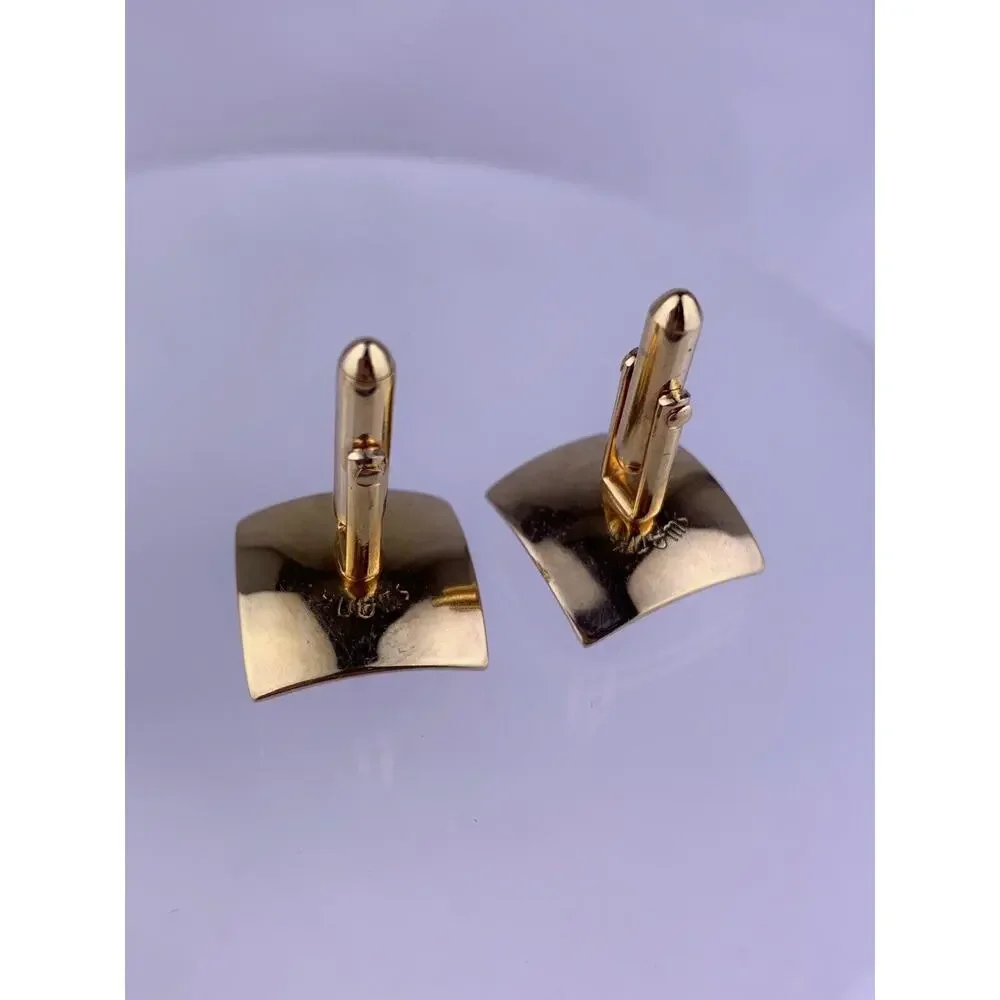 Brown Crystal Rhinestone Gold Tone Cufflinks Curved Statement Swank Vintage